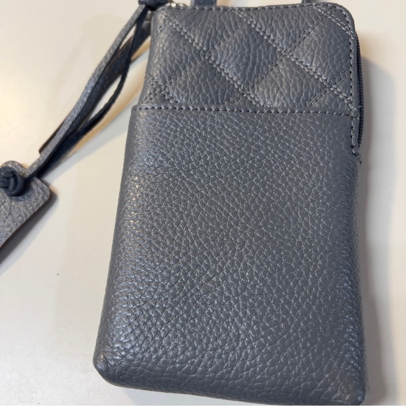 Clarks Dark Gray Leather Quilted Pattern Haft Zip closure Crossbody Bag NWOT - Picture 2 of 14